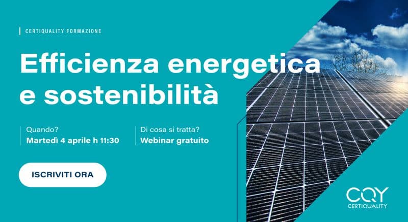 Un webinar dedicato ad efficienza energetica e sostenibilità